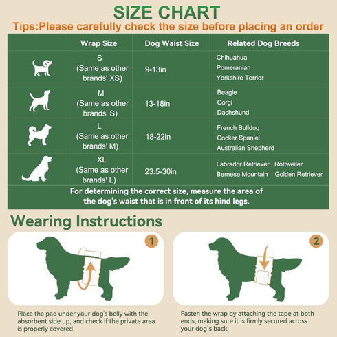 LURKOMEMO Male,50 Count Dog Diapers Medium Adjustable Male Dog Diapers Disposable,Dog Belly Band, Male Dog Wraps Ideal