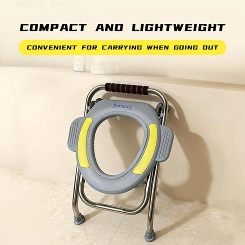 Commode Commode Temvue Outdoor Folding Portable Toilet Seat, Stainless Steel Portable Potty Chair, Perfect for Camping