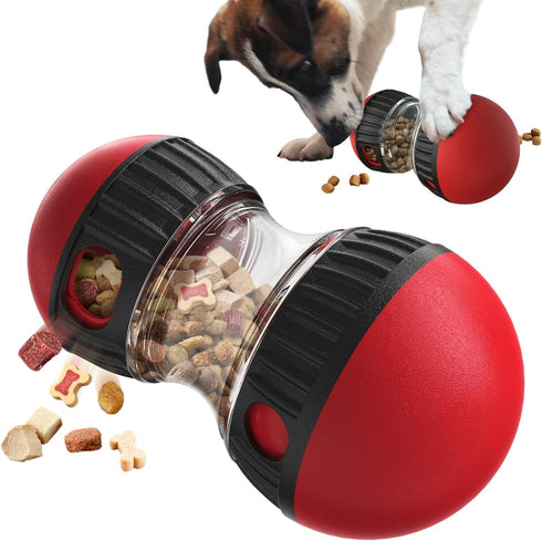 Adjustable Dog Food Puzzle Toy: Treat Dispensing, Slow Feeder, Interactive Chase Training Toy for All Dog Sizes