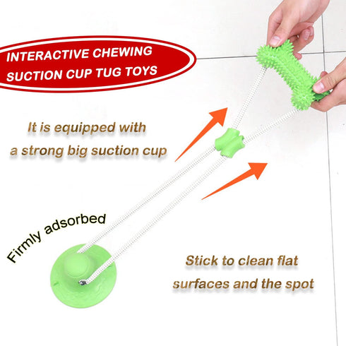 Dog Chew Suction Cup Tug of War Toy, Interactive Puppy Teething Chew Toy, Boredom Chews Bone (BLUE UPGRADE)