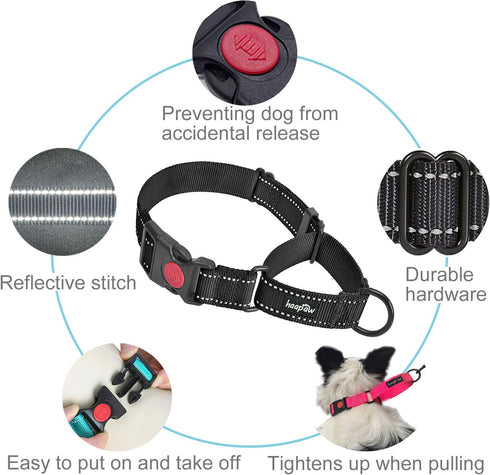 haapaw Martingale Dog Collar 2 Packs with Quick Release Buckle, Reflective Training Collars for Small Medium Large Dogs