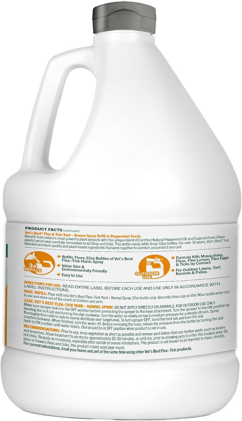 Vet's Best Flea and Tick Yard Spray | Kills Mosquitoes, Fleas, and Ticks with Natural Oils | 96 Ounces