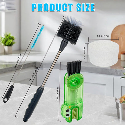 4 Pack Set, 3 1 Bottle Cleaner Including Long Water Bottle Clean, Straw Clean and in Multi Functions Clean, Suitable