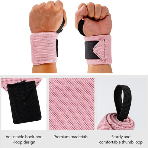 WTYPOPK 2 Wrist Straps for Weightlifting, Pair Gym Pink Lifting Straps with Neoprene Padded Wrist Cushion, Weight