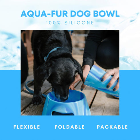 Silipint Aqua-Fur Silicone Dog Bowl, Peppermint, 18oz Collapsible, Lightweight Feed & Water Dish for Travel