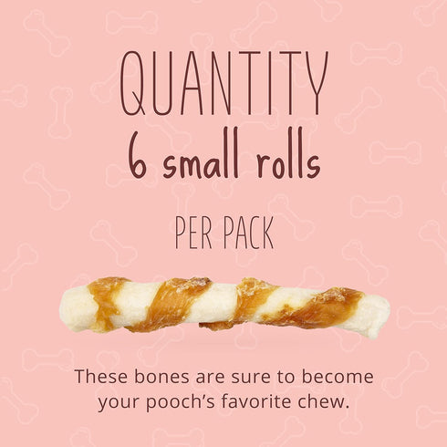 Better Belly Proteins with Real Venison, Small Rolls, 6 Count, Digestible Rawhide for Dogs, 4.2 OZ