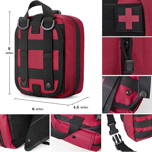 First Aid Kit Survival Backpack, Emergency Trauma Kit Organizer, Military Grade Rip-Away Molle Pouch for Camping