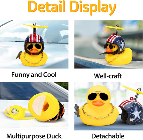 wonuu Rubber Duck Bike Bell, Squeeze Ducks with Helmet for Cycling and Motorcycle Accessories