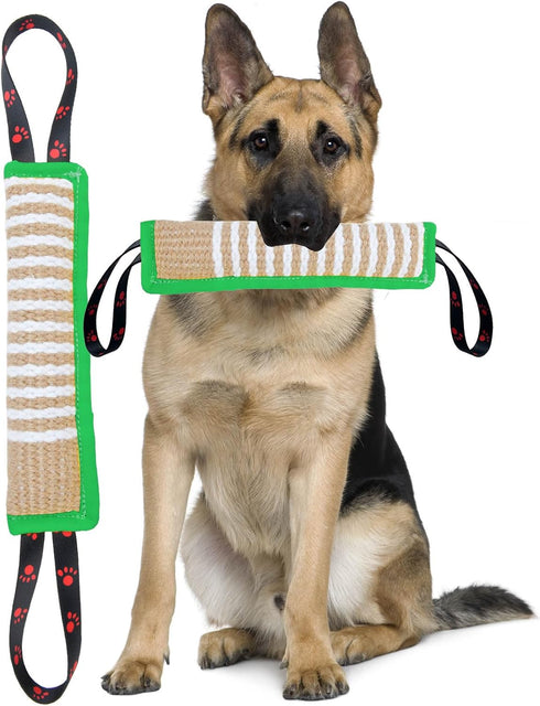 Dog Tug Toy - Tough Jute Bite Pillow for Lasting Training, Interactive Toy for Large and Small Dogs