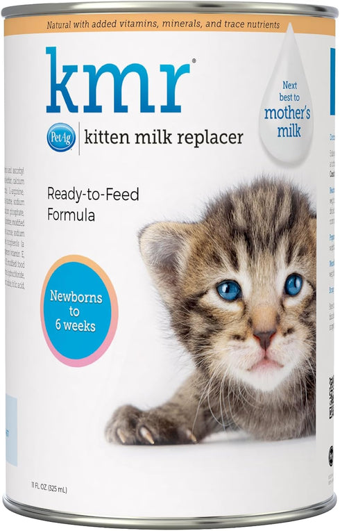 Pet-Ag KMR Kitten Milk Replacer Liquid, 11 oz, Ready-to-Feed Kitten Formula with Vitamins for Newborn Kittens