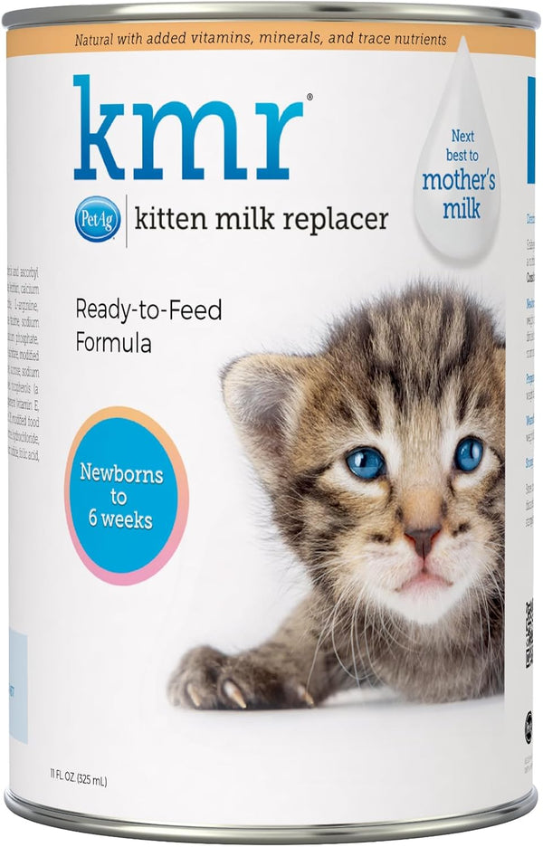 Pet-Ag KMR Kitten Milk Replacer Liquid, 11 oz, Ready-to-Feed Kitten Formula with Vitamins for Newborn Kittens
