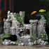 Ancient Castle Design Resin Aquarium Decoration, Stone Cave Hide House for Betta, Shrimp, Turtle