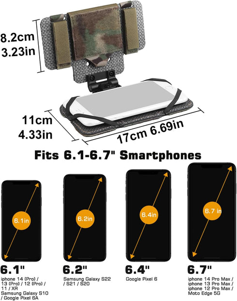 Zhongren 4.7"-6.7" Tactical Plate Carrier MOLLE Vest Phone Holder Universal Cell Phone Chest Mount Pouch Adjustable