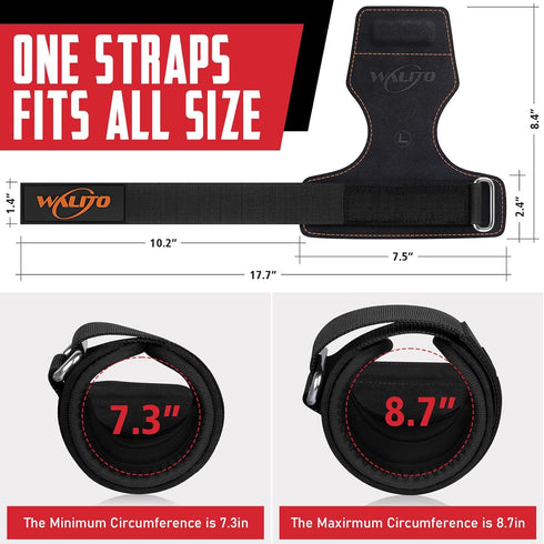 WALITO Double Layer Leather Wrist Straps for Weightlifting, Adjustable Neoprene Padded for Gym Deadlift and Powerlifting