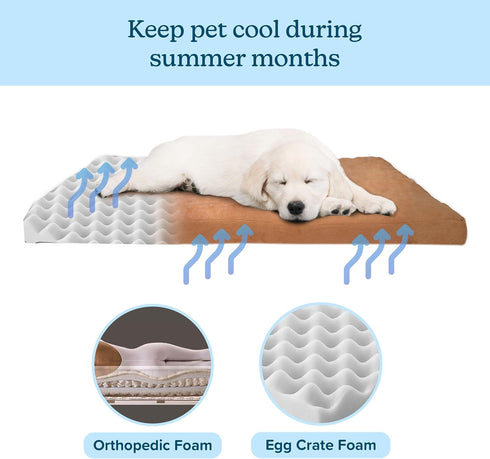 Petmaker Water-Resistant Orthopedic Dog Bed with Removable Washable Cover, Non-Slip Bottom, Egg Crate Foam, 44in Large