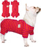 TONY HOBY Dog Pajamas, Female/Male Jumpsuit with Stripes for Comfortable Sleep, Rose Red & Orange, XS