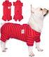 TONY HOBY Dog Pajamas, Female/Male Jumpsuit with Stripes for Comfortable Sleep, Rose Red & Orange, XS