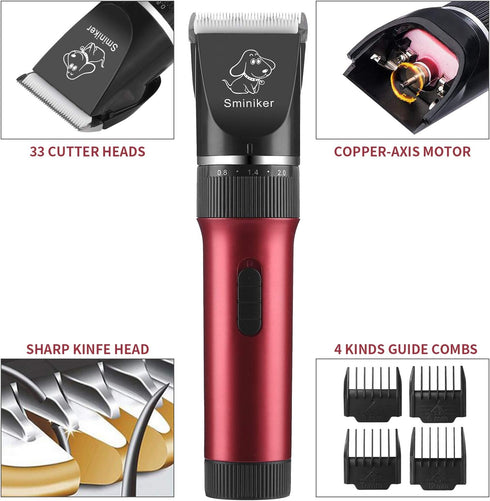 Low Noise Horses Clippers, Rechargeable Cordless Pet Grooming Kit with Storage Bag, 5 Speed Professional Clippers