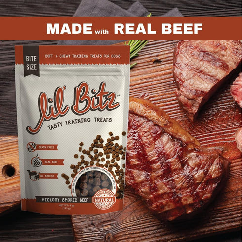 Lil' Bitz Training Treats for Dogs and Cats, 1 Pack, Hickory Smoked Beef