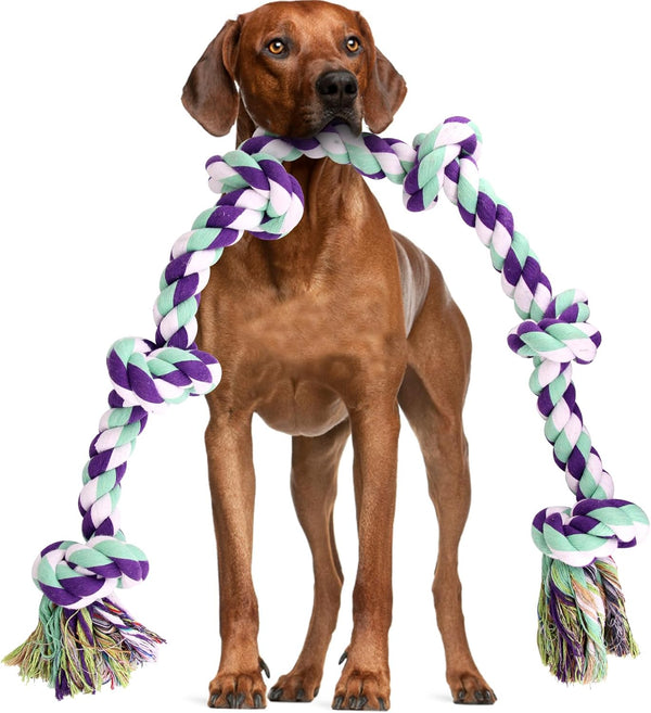 Dog Rope Toys for Large Dogs - 42In 6 Knots Indestructible Rope Toy for Aggressive Chewers, Heavy Duty
