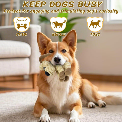 MeetYooo Squeaky Stuffed Dog Toys, Chew Toy for Large Medium Small Breeds, Plush Dog Toys to Keep Them Busy, Puppy