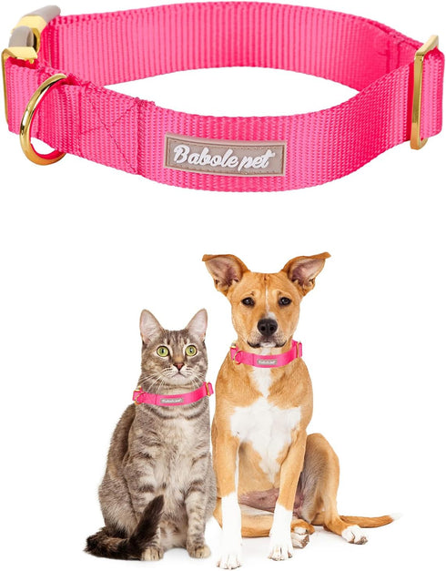Babole Nylon Dog Collars - Red for Small Puppy Dog, 13 Colors, Adjustable Soft Comfortable Collars with Safety Metal
