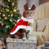 3 Pieces Christmas Pet Costumes Set, Includes Puppy Cat Cloak with Star, Pompoms, Antlers Headband, Santa Cape