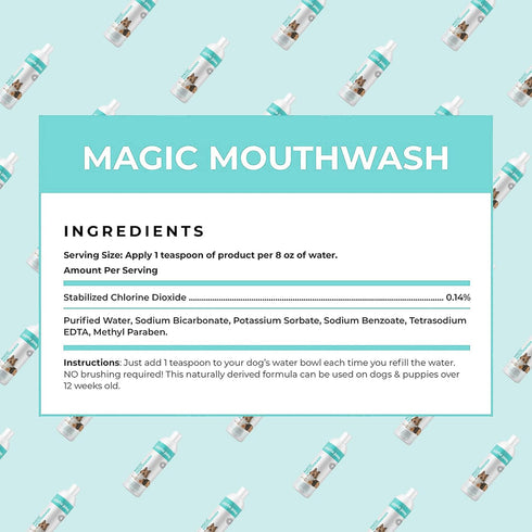 (8 oz) Alpha Paw Magic Mouthwash for Dogs, Natural Water Additive, Canine Breath Freshener, Dog Essentials for Plaque