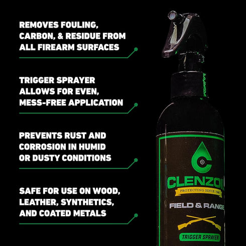 8 oz Clenzoil Field & Range Trigger Sprayer Bottle - CLP Gun Lubricant - Premium Firearm Maintenance - Rust