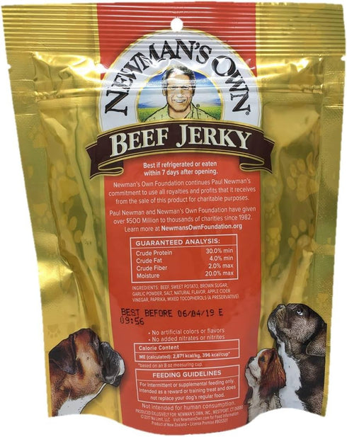 Newman's Own Beef Jerky Treats for Dogs, Bundle of 2 Flavors, 5oz each, Original and Beef & Sweet Potato
