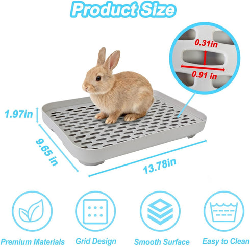 Chinchilla kathson Rabbit Litter Box, Bunny Potty Trainer Tray Guinea Pig Litter Box with Grid, Small Animal Toilet