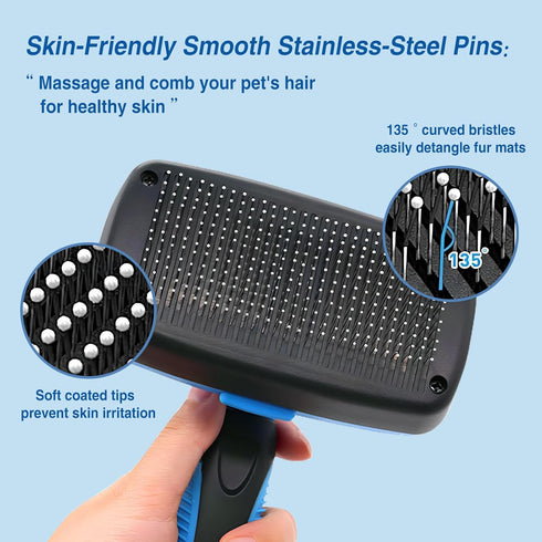 4 PCS Pet Grooming Brush Kit - Dog Brush for Shedding, Deshedding Dog Brush, Flea Comb, Stainless Steel Pet Comb