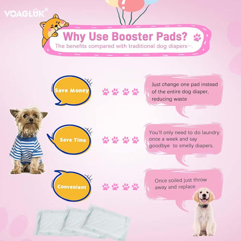100ct, Dog Diaper Liners for Male and Female Dogs, Super Absorbent Disposable Dog Diapers Booster Pads fit Most Pet