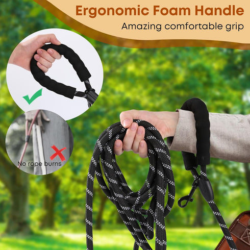 Long Dog Leash 100FT for Training, Reflective with Lockable Hook, Heavy Duty Lead for Large Medium Small Dogs, Black