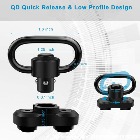 Sling Swivels Mount Set for 1.25 Inch Mloc Attachments, Two Point Traditional Sling