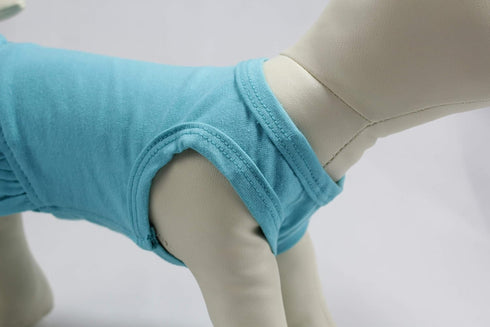 Pet Clothes Small Dog Clothing Blank Color Sport Dress, T-Shirts for Small Female Dogs, 100% Cotton (L, Turquoise)