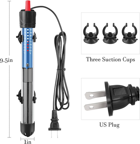 Hitop Adjustable Aquarium Heater, Submersible Glass Water Heater for 5 – 70 Gallon Fish Tank (100W)
