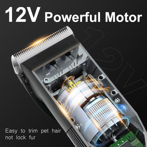 12V Trimmer Trimmer Dog Clippers for Grooming, Professional Dog ClippersHeavy Dutt Corded Pet Hair Pet for Thick Hair