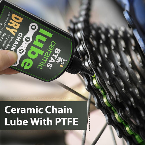 4 oz BTAS Ceramic Dry Bike Chain Lube -UV Tracer Dye -Road,Mountain Bicycle Lubricant Oil,Dry and Dusty Weather
