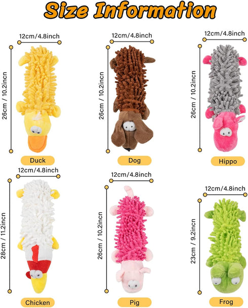 6 Pack Pet Soft Dog Toys Squeaky - Cute Puppy Toys Plush Animals, No Stuffed Dog Chew Toy Interactive Pet for Small