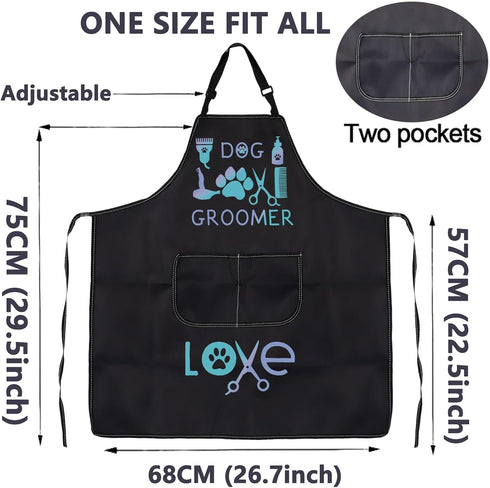 CMNIM Waterproof Dog Grooming Apron with Pockets - Groomer Gifts for Dog Hairdressers, Groomer Apron