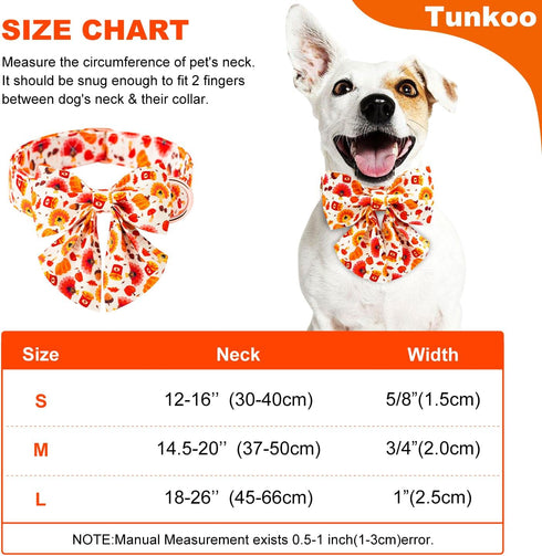 Dog Collar with Bow Tie, Pumpkin and Turkey Pattern, Durable Adjustable Thanksgiving Pet Collar, Available in Small