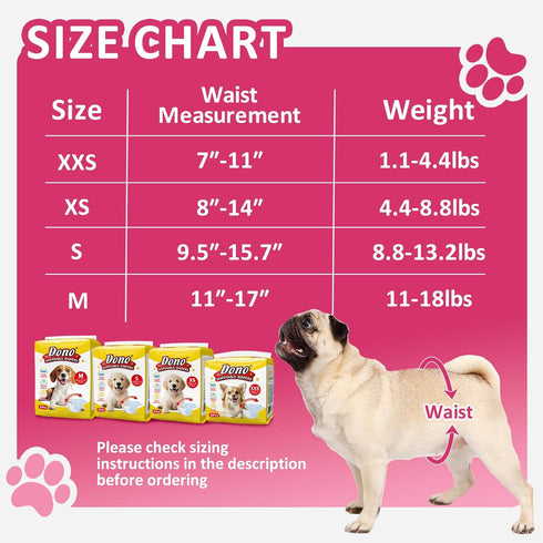 16 Count Dono Dog Diapers Female, Disposable Doggie Diapers, Super Absorbent Puppy Diapers with Adjustable Tail Hole