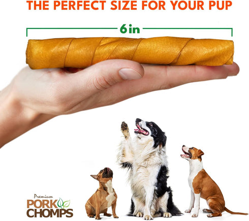 6-inch 15 Count Pack 2 Pork Chomps Dog Chews, Roasted Pork Skin, Twists | |