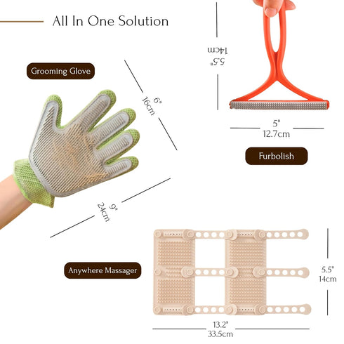 Massager,2 1 3 1 Petpals Pet Hair removal Tool, Portable Flexible Cat in Pet Grooming Glove, Cat/Dog Hair Removal Brush