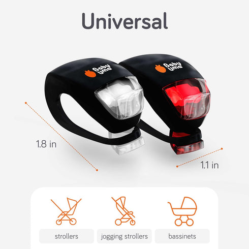 (4-Pack) 3 (2 2 Baby Uma LED Stroller Lights - Universal with Light Modes (Constant/Pulse/Strobe), Buggy & Bike Lights