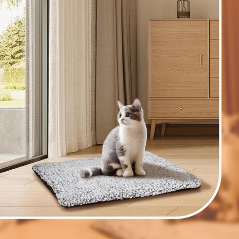 Nobleza Self Heating Cat Bed - Super Soft Thermal Dog Crate Bed Mat for Sleeping - Washable Anti-Slip Self Warming Pet