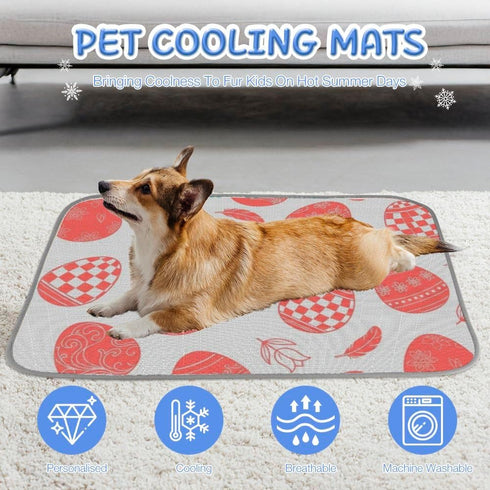 imiBBWQu Summer 27" 22" Cooling Mat for Dogs Pink Easter Eggs Pet Ice Pad Mat Washable Cat Dog Pet Cooling Pad Bed Dog