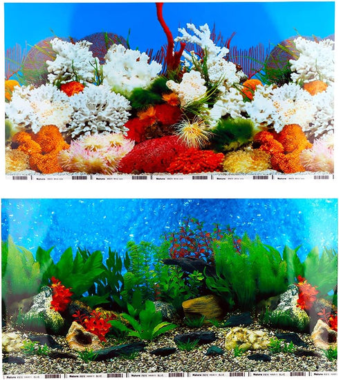 2 Pack Double-Sided Adhesive Wallpaper Fish Tank Background Sticker, Decorative Picture (20.4" x 11.8")