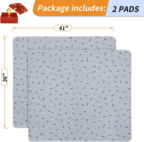2Pack 36x41 Washable Pee Pads for Dogs, Puppy Pads Washable,Absorbent Reusable Whelping Pads Non-Slip Dog Mats